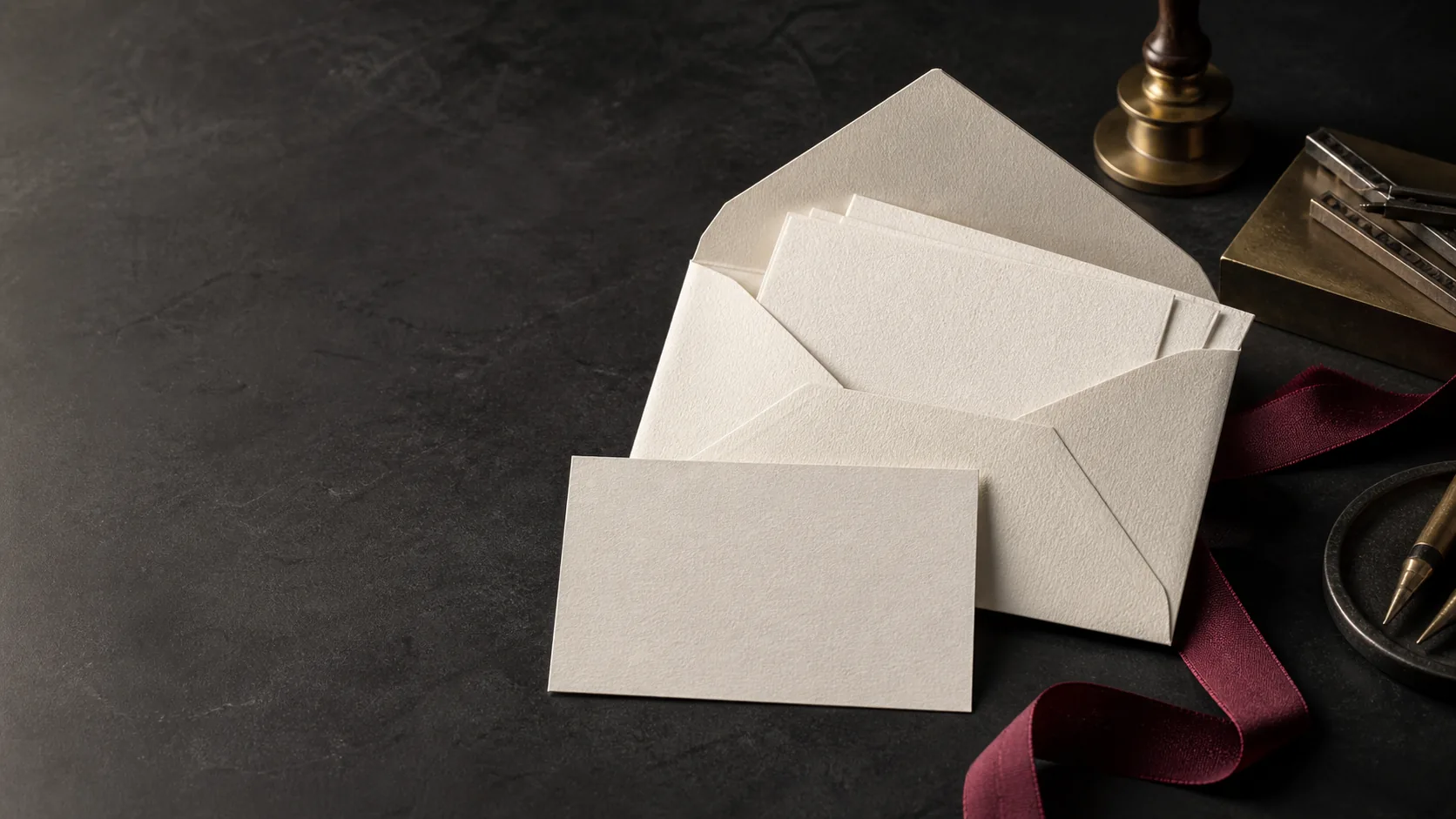 A considered arrangement of business cards