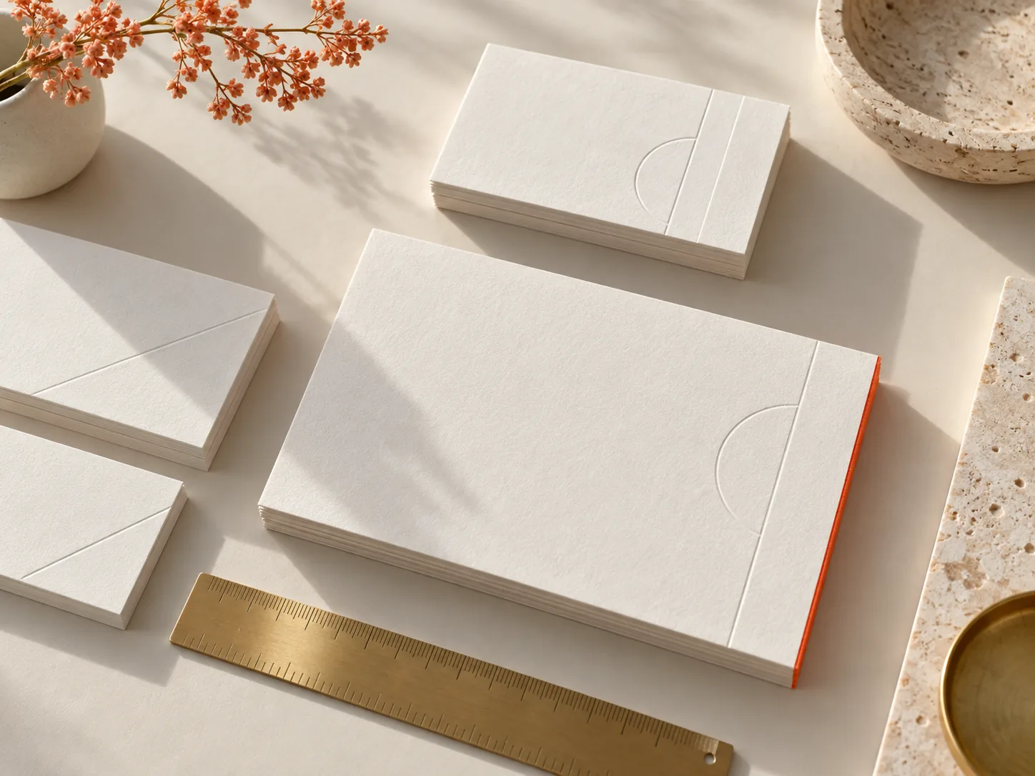 Executive business cards in restrained cotton stock