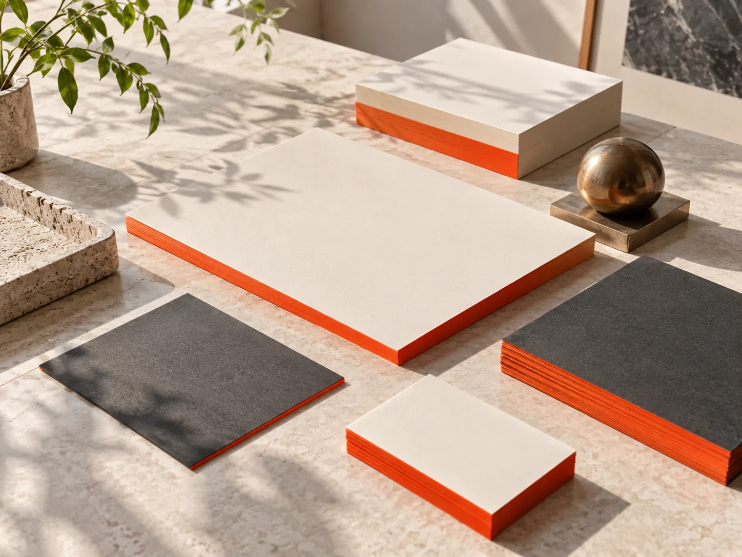 Modern founder business cards with painted red edges