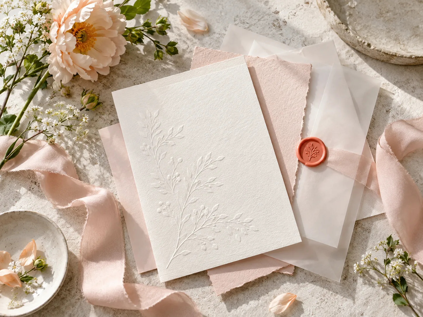 Wedding invitation suite with save-the-date and thank-you cards