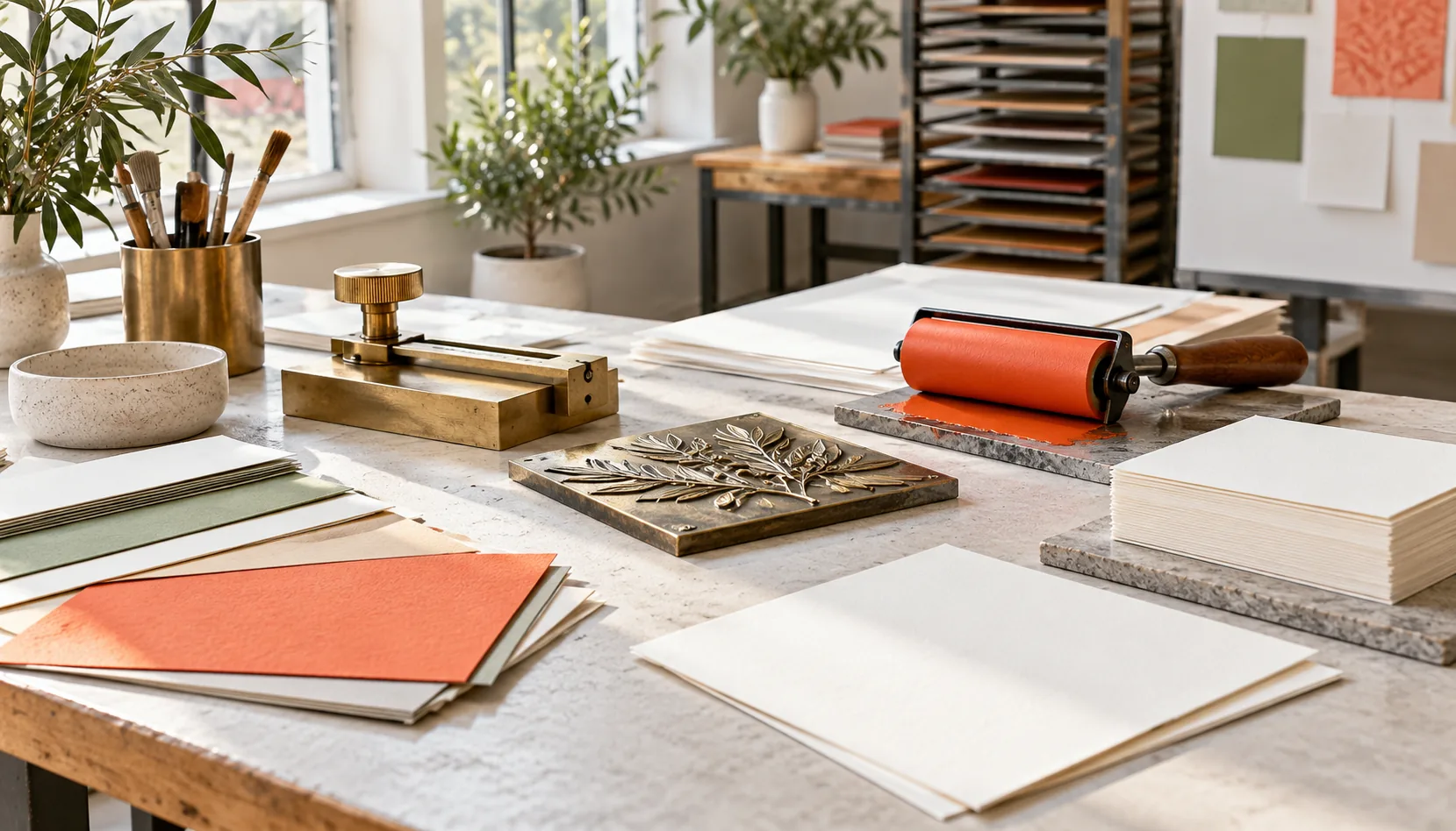Paper and print details in the atelier